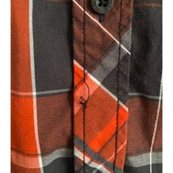 Helix Men's Size XXL Button Down L/S Athletic Fit Western Orange Black White - Picture 3 of 8